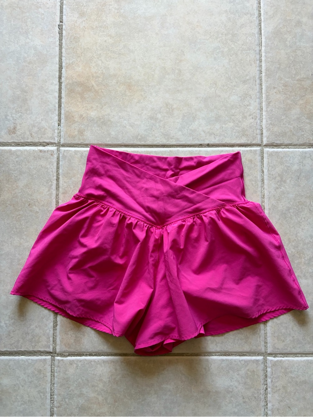 Aerie Women's High-Waist Cross-Front Hot Pink Shorts